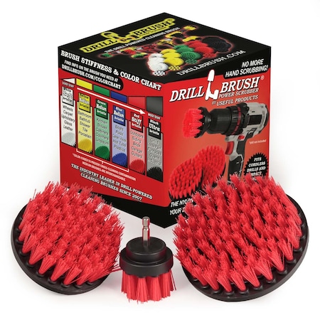 Drill Brush Power Scrubber By Useful Products 5 in W 5 in L Brush, Red R-S-542-QC-DB